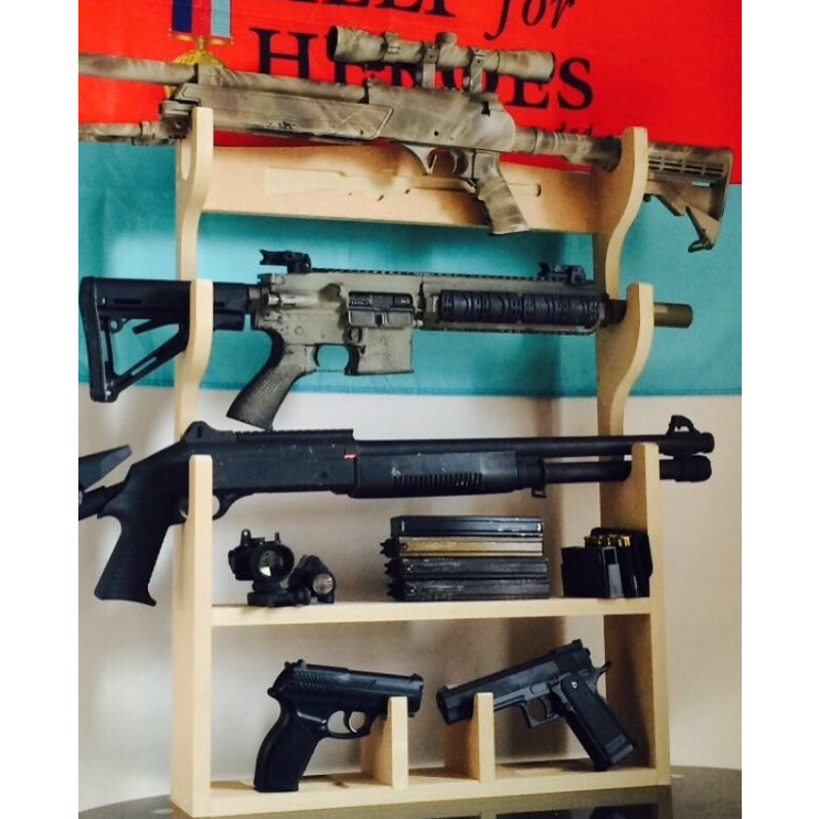 Horizontal 3 Gunrack with Hand Gun Holder